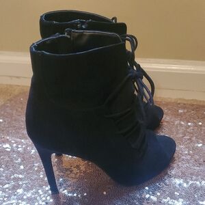 Elegant Black Women's Open Toed Ankle Boots